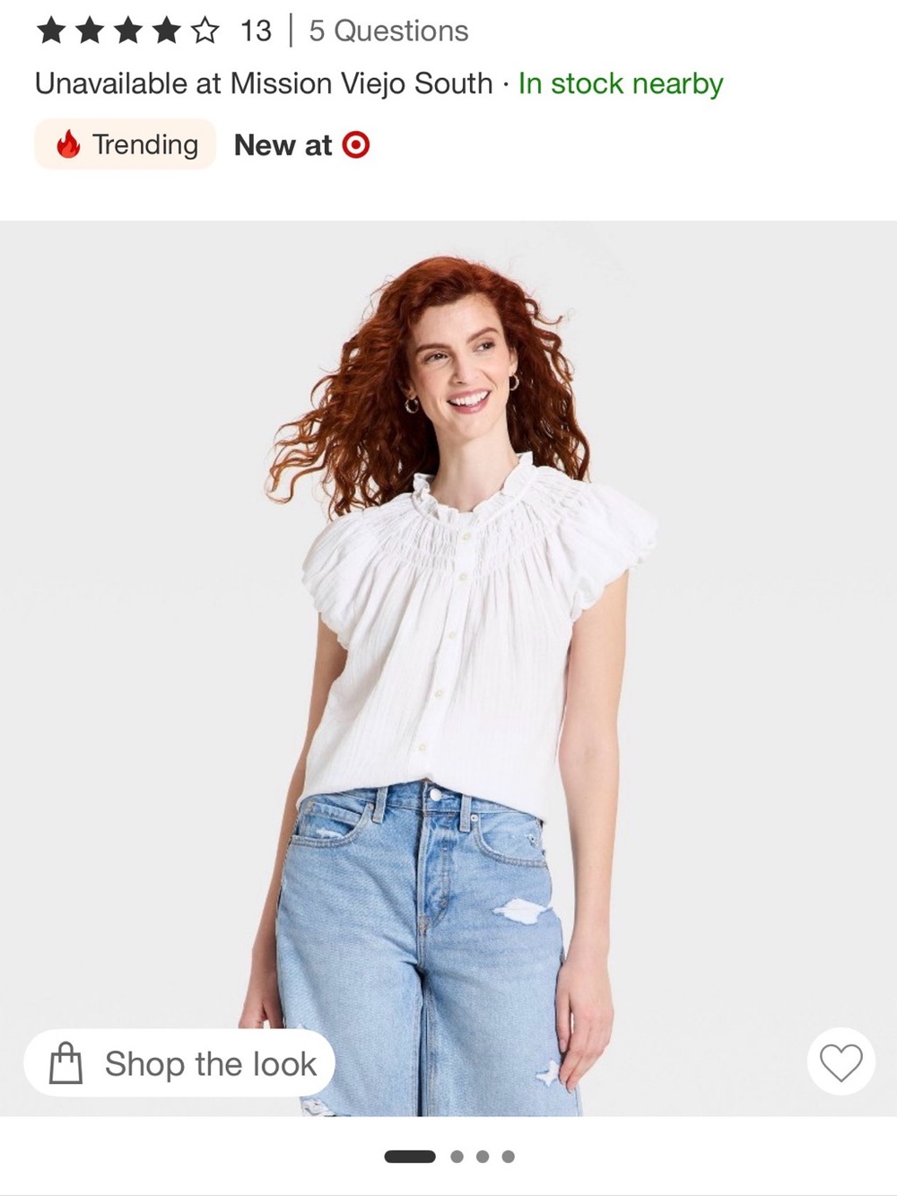 Universal Thread White Ruffled Button-Up Blouse - Picture 3 of 3